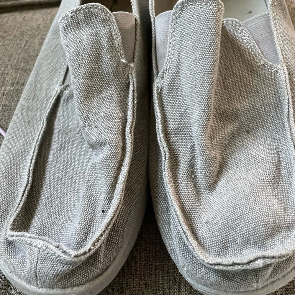 Eddie Bauer Men’s 12 Gray Canvas Slip on Loafer Boat shoes 252193